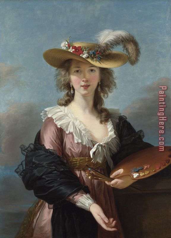 Vigee Le Brun - Self Portrait with a Straw Hat painting - Unknown Artist Vigee Le Brun - Self Portrait with a Straw Hat art painting